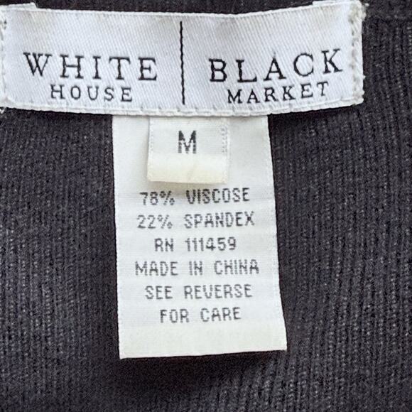 White House Black Market Cardigan Sweater Medium Black Crop Classic Minimalist - Picture 5 of 6